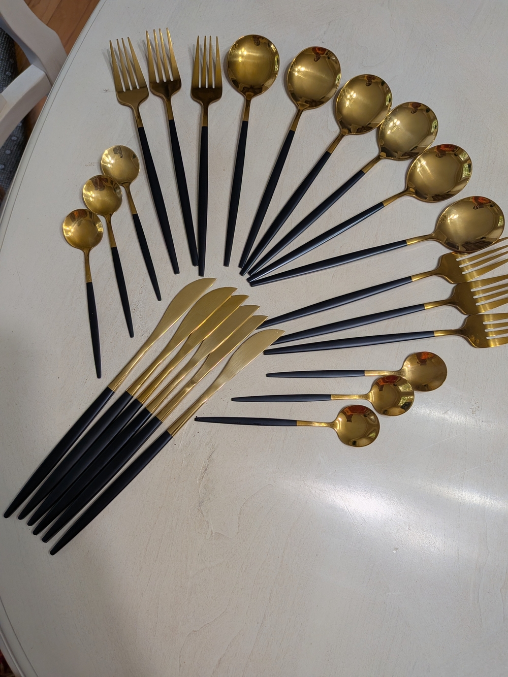 Gold & Black Stainless Steel Flatware Set - 24 Pieces Serving For 6 People